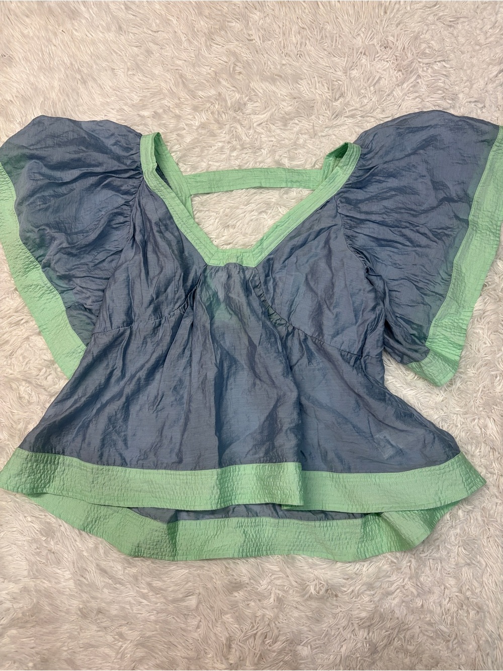 Anthropologie Colorblock Babydoll Blue/Green - Picture 5 of 5